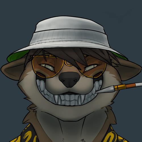 eyewear fear_and_loathing_in_las_vegas hat meerkat plain_background smile smoking solo sunglasses