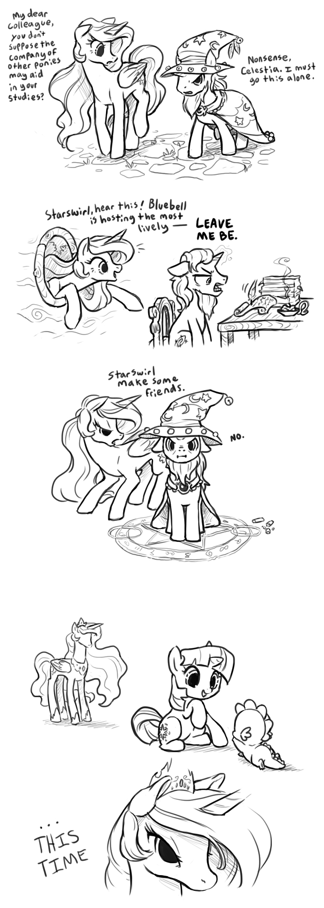 beard comic cutie_mark dialog dragon english_text equine facial_hair female feral friendship_is_magic group hat horn horse male mammal my_little_pony old pimmy pony princess princess_celestia_(mlp) quill royalty scroll spike_(mlp) starswirl_the_bearded_(mlp) text twilight_sparkle_(mlp) unicorn winged_unicorn wings young