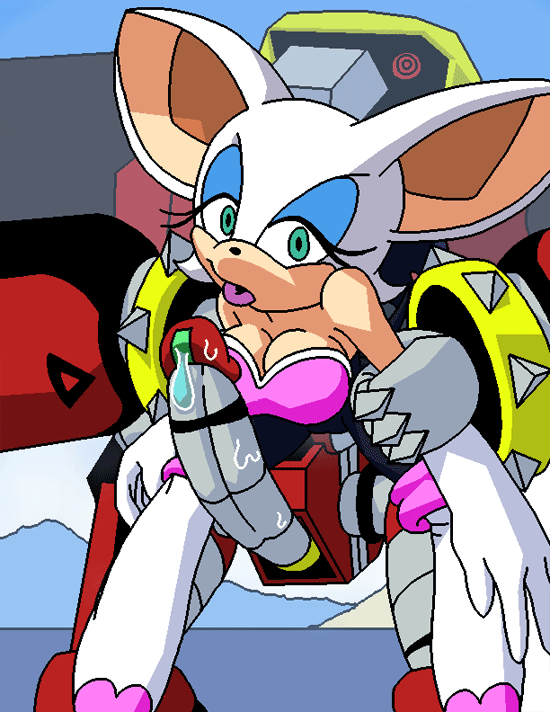 anthro bat big_breasts blue_eyes breasts cleavage clothed clothing dboy e-123_omega erection female huge_breasts machine male mammal mechanical penis robot rouge_the_bat sega smile sonic_(series)