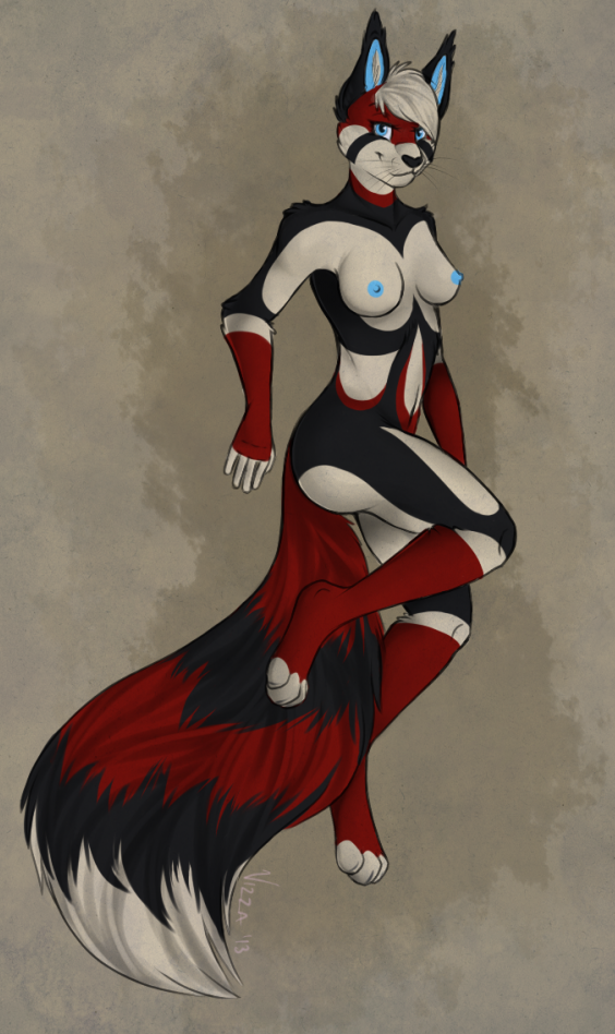 anthro aria black blue blue_eyes blue_nipples breasts cream digitigrade feline female floating fluffy_tail fur hindpaw invalid_color looking_at_viewer mammal nipples nude paws smile solo toes vizza whiskers