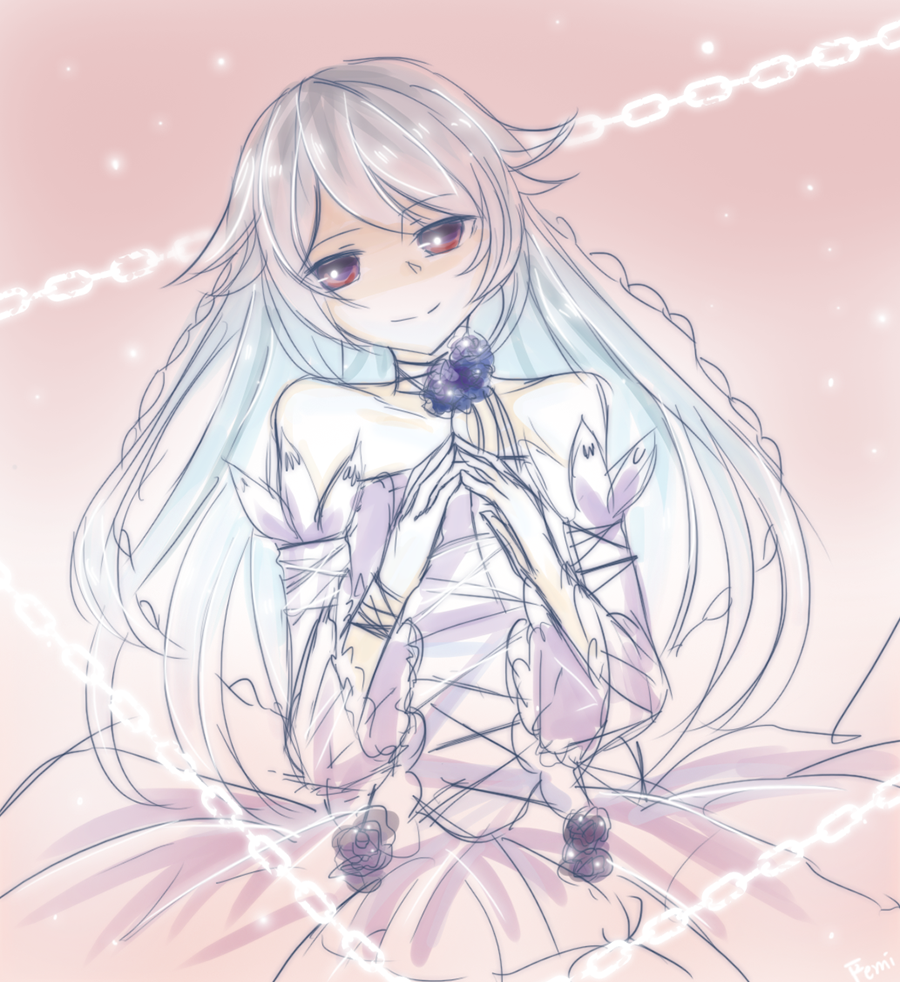 1girl dress long_hair pandora_hearts red_eyes white_hair will_of_the_abyss