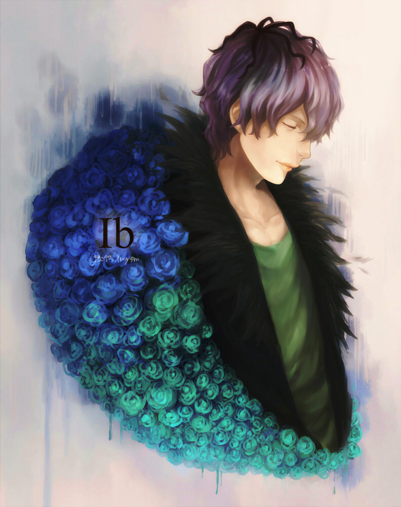 bad_id bad_pixiv_id closed_eyes flower garry_(ib) ib male_focus rose smskt_25 solo