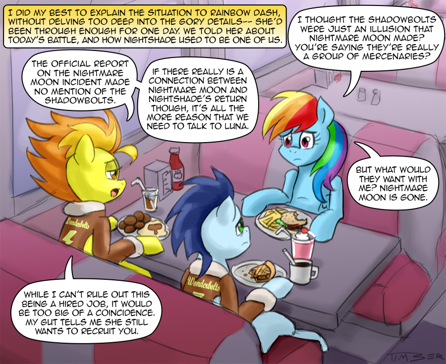dialog english_text equine female feral friendship_is_magic horse male mammal my_little_pony pegasus pluckyninja pony rainbow_dash_(mlp) soarin_(mlp) spitfire_(mlp) text timber_(artist) wings wonderbolts_(mlp)