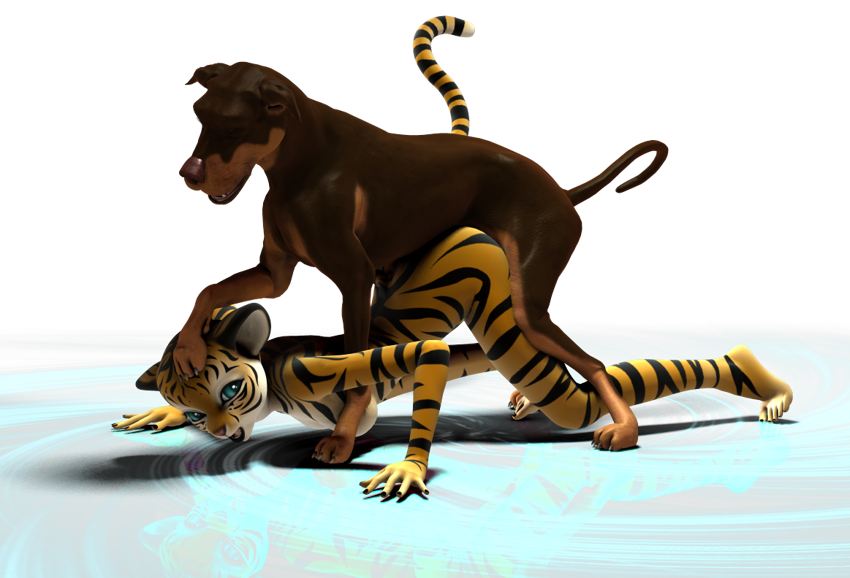 3d annonymouse anthro anthro_on_feral bestality bestiality canine dog feline female feral interspecies male sex tiger