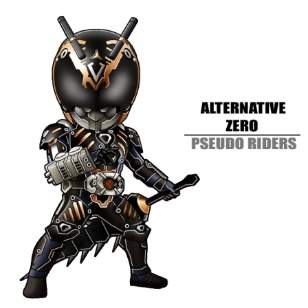 alternative_zero armor belt gauntlets kamen_rider kamen_rider_ryuki_(series) lowres male_focus maru_(maru1105) mask solo sword weapon