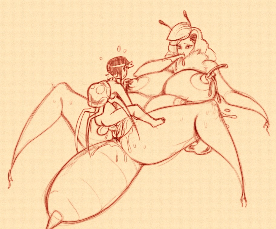 abdomen anthro arthropod bee beedrill big_nipples breasts female insect lactating modeseven multi_breast nintendo nipples nitrotitan parasect penetration pok&#233;mon pok&#233;morph pussy pussy_juice size_difference thick_thighs vaginal vaginal_penetration video_games voluptuous