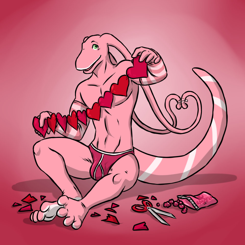 aggrobadger briefs hearts lizard male reptile scalie solo super_gay toned topless underwear