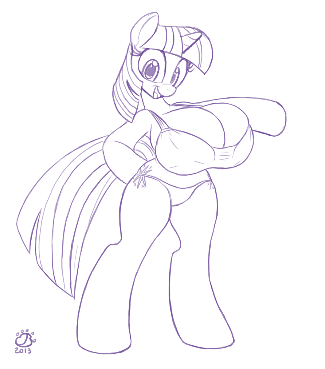 anthro anthrofied badgerben big_breasts bikini breasts clothed clothing cutie_mark equine female friendship_is_magic hair happy horn inks invalid_tag looking_at_viewer mammal mane monochrome my_little_pony sketch skimpy swimsuit tight_clothing twilight_sparkle_(mlp) unicorn
