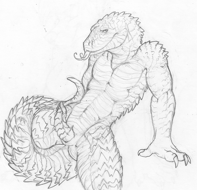erection looking_at_viewer male nude penis scalie solo tail_between_legs tongue tongue_out unusual_penis