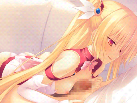 1boy 1girl animated animated_gif ass blonde_hair breasts censored clothed_sex cum cum_in_mouth cum_on_body cum_on_breasts cum_on_upper_body cumdrip facial hetero hybrid_animation long_hair lowres naizuri nipples open_mouth paizuri penis red_eyes sex small_breasts softhouse_seal