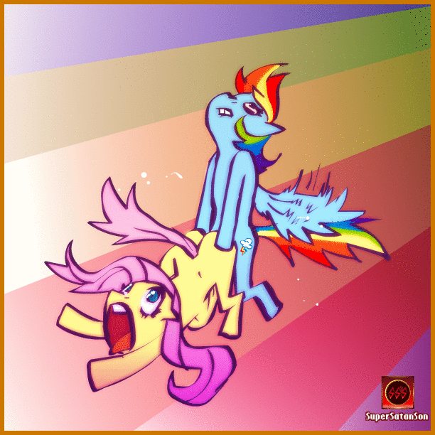 abdominal_bulge animated animated_gif balls blue_eyes cutie_mark dickgirl duo equine female feral fluttershy_(mlp) forced friendship_is_magic fur hair horse intersex mammal multi-colored_hair my_little_pony open_mouth pain pegasus penetration pink_hair plain_background pony rainbow_background rainbow_dash_(mlp) rainbow_hair rape red_eyes screaming sex supersatanson vaginal wings yellow_fur