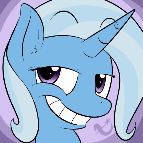 blue_fur equine eyebrows female feral friendship_is_magic fur hair horn horse lamiaaaa looking_at_viewer mammal my_little_pony plain_background pony purple_eyes smile trixie_(mlp) two_tone_hair unicorn
