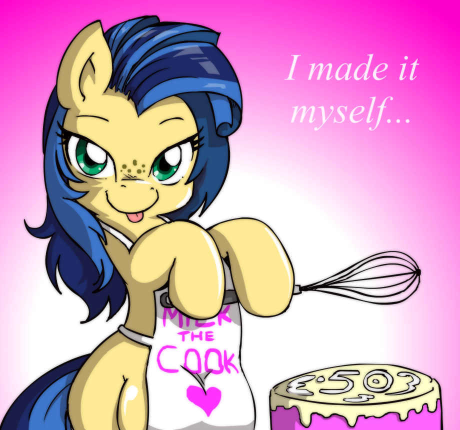 batter big_breasts breasts cake equine female feral food freckles friendship_is_magic green_eyes hair horse mammal milky_way_(character) my_little_pony p.chronos pony solo teats tongue tongue_out two_tone_hair