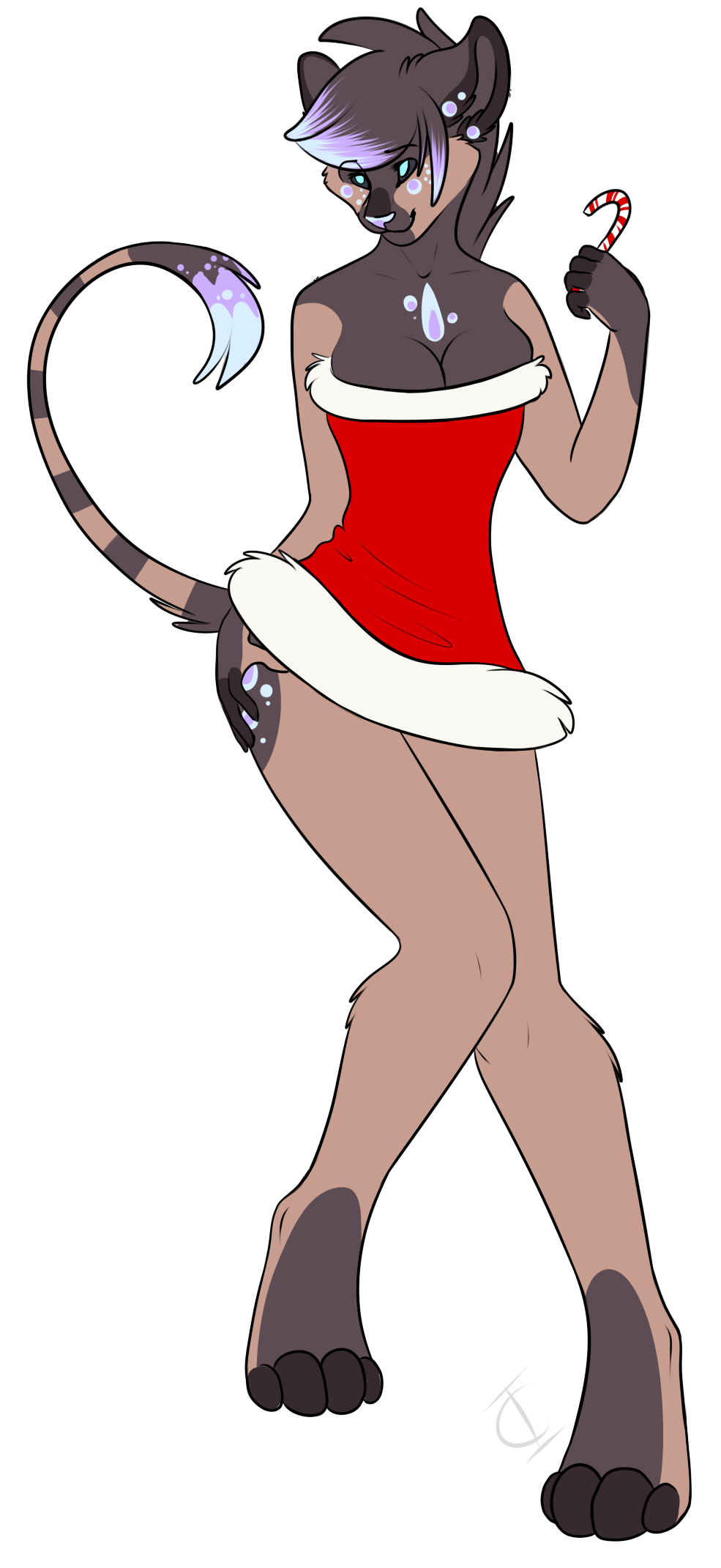 alpha_channel art breasts candy_cane christmas cleavage clothed clothing feline female holidays lion looking_away mammal old original_character plain_background smile solo the-crazy-and-insane um