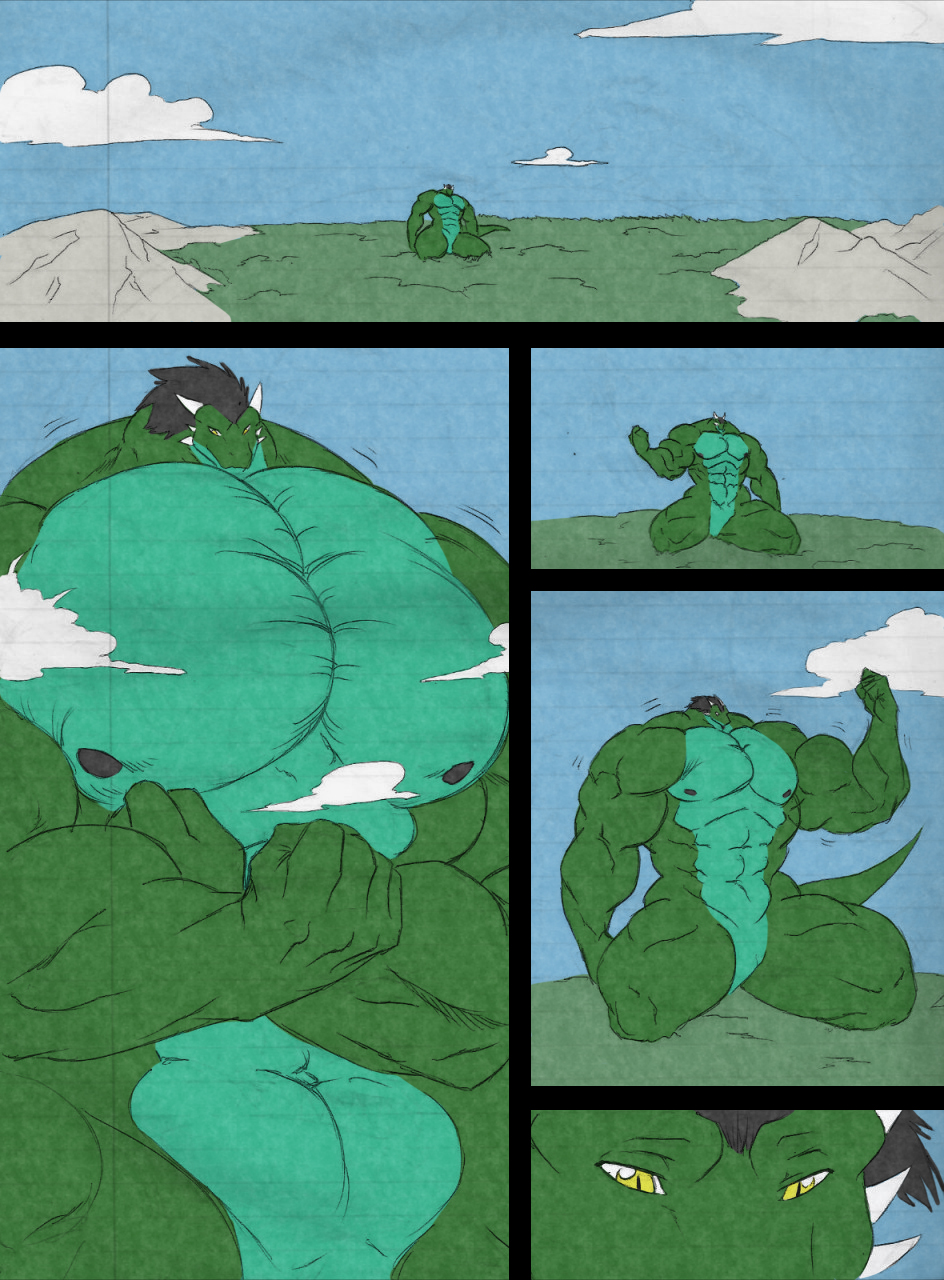abs anthro arekusanderu biceps breast_expansion breasts comic dragon growth hair horn hyper inflation macro male muscles notveryathletic nude pecs potion reptile ryuakira scalie vein