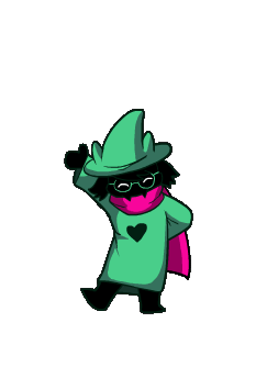&lt;3 2018 2d_animation ambiguous_gender animated anthro black_fur caprine clothed clothing dancing darkner deltarune eyewear fur glasses goat hat low_res mammal nch85 ralsei robe scarf solo
