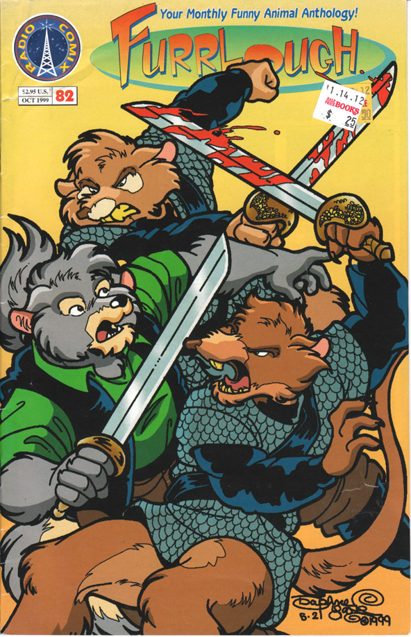 battle blood comic cover daphne_lage furrlough male mammal mustelid open_mouth price_sticker rat rodent sword tall_tails vest weapon