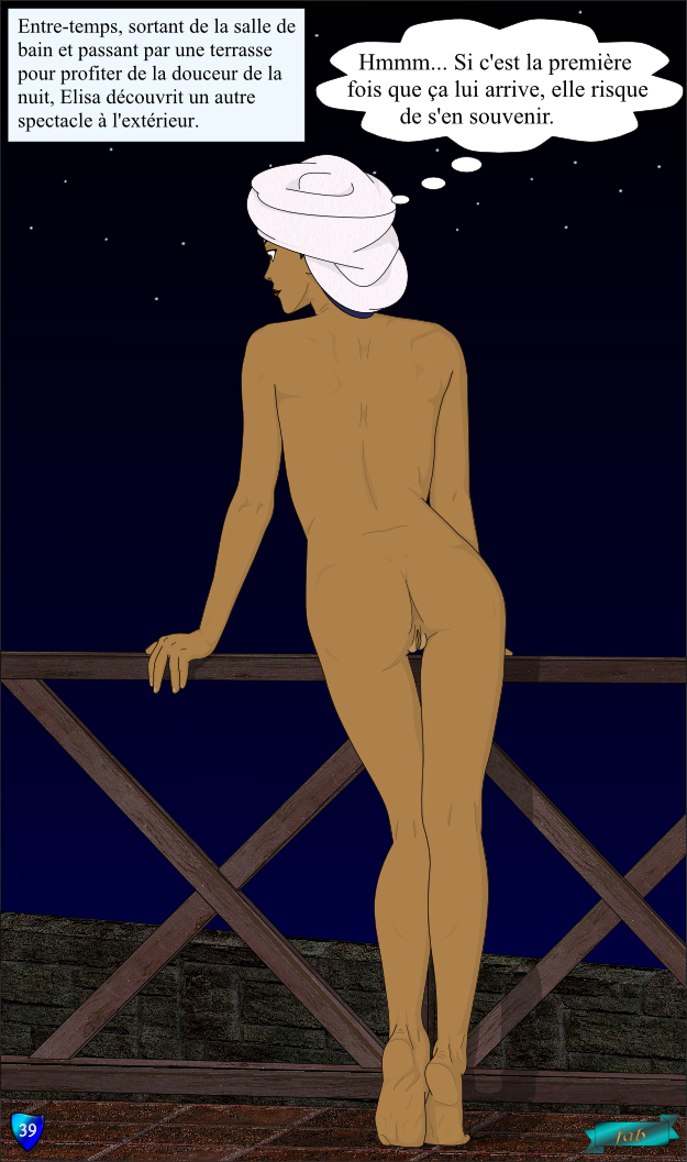 butt elisa fab3716 female french_text gargoyles human mammal night not_furry nude pussy sky solo stars text