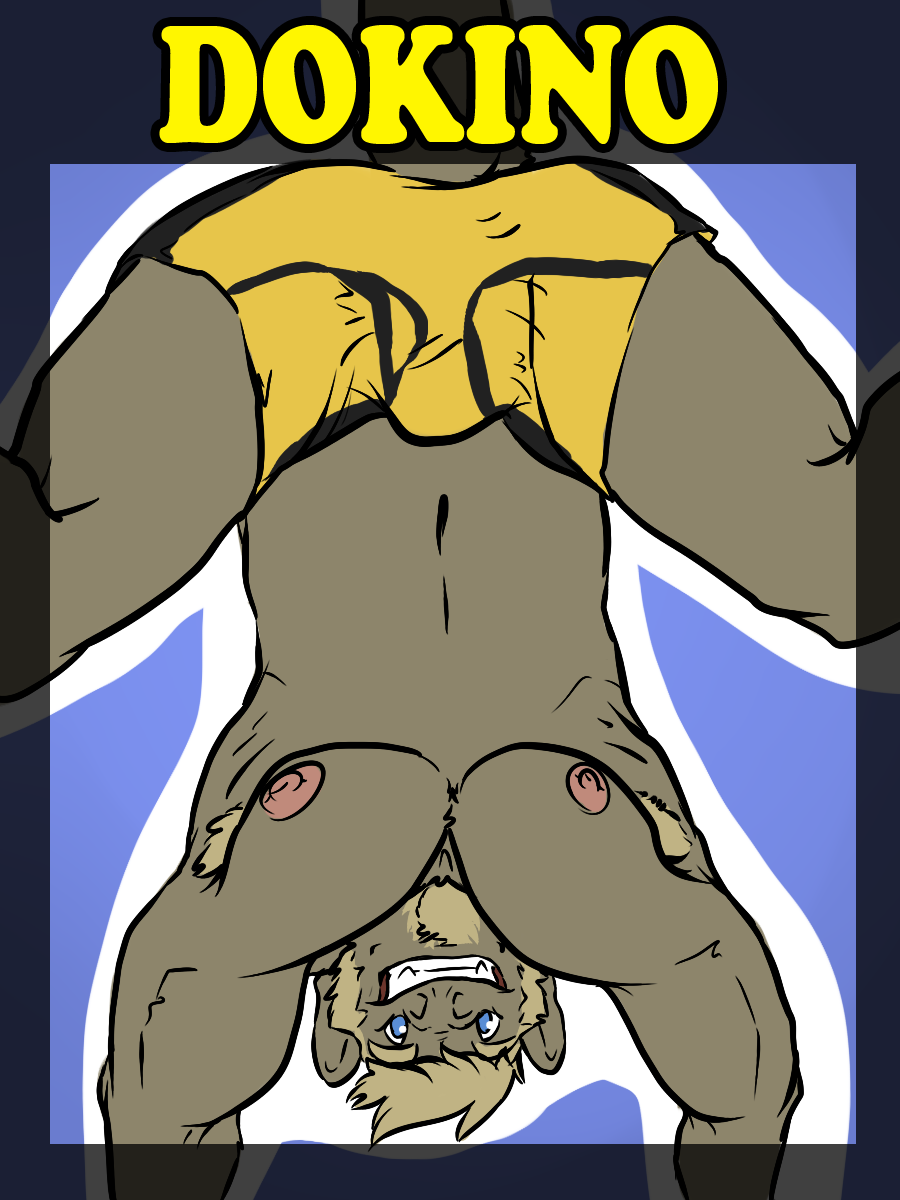 amwulf anthro badge boxer_briefs bulge looking_at_viewer looking_through_legs male mammal monkey muscles primate solo topless underwear upside_down