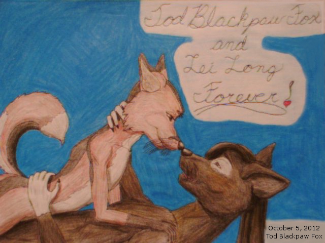 canine duo embrace folf forever fox gay hybrid lei_long male mammal tod_blackpaw_fox wolf