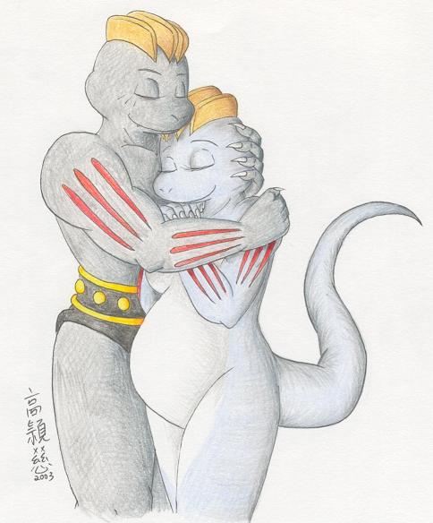 couple eyes_closed female gray_skin grey_skin hug machoke male maneki-neko nintendo plain_background pok&#233;mon pok&eacute;mon pregnant smile standing video_games white_background