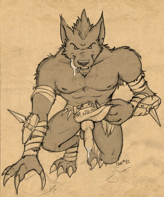 balls canine canine_penis claws dripping erection fangs knot licking licking_lips loincloth loincloth_aside looking_at_viewer male mammal muscles penis precum saliva sean_o'hare sean_o'hare solo tongue tongue_out topless video_games warcraft were werewolf worgen