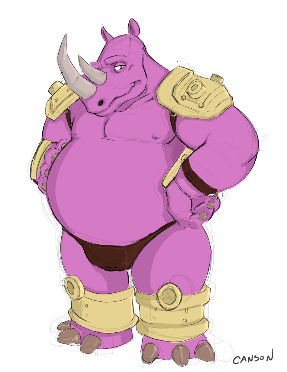 belly canson male mammal neff overweight pink_skin rhinoceros solo speedo swimsuit