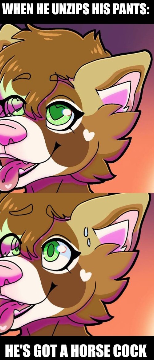 &lt;3 &lt;3_eyes alex_ferret anthro before_and_after bodily_fluids brown_body brown_fur brown_hair domestic_ferret excited fur green_eyes hair highlights_(coloring) male mammal meme mustelid musteline nervous pink_nose solo sweat sweatdrop tongue tongue_out true_musteline weasel wren_grey