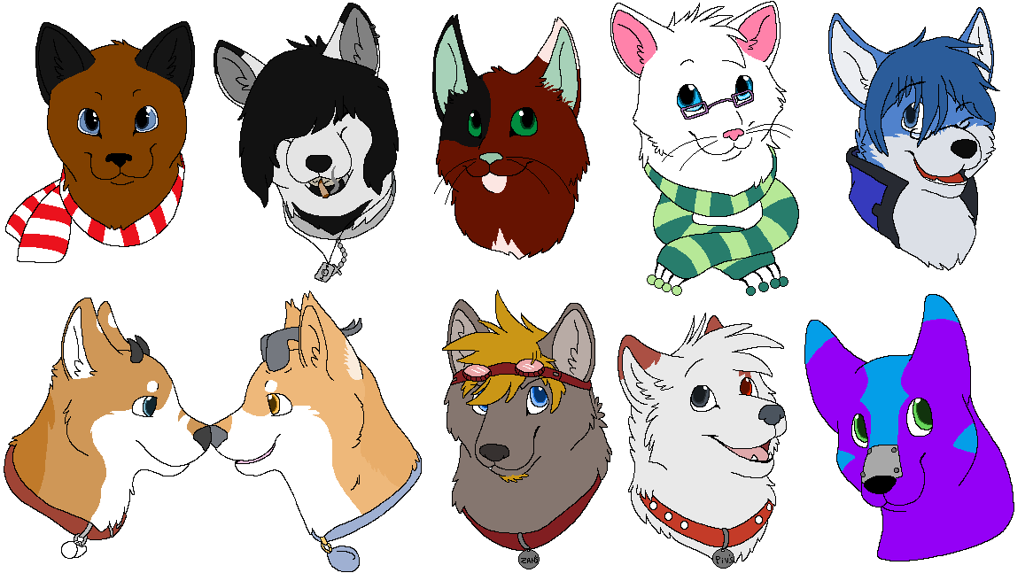 2013 akita aliasing ambiguous_form ambiguous_gender beard black_ears black_hair black_markings black_nose black_whiskers blonde_hair blue_body blue_eyes blue_fur blue_hair blue_markings bluekyokitty brown_body brown_collar brown_fur canid canine canis cigarette cigarette_in_mouth clothed clothing collar collar_tag countershade_fur countershading cross cross_necklace digital_drawing_(artwork) digital_media_(artwork) dipstick_ears dog_tags domestic_cat domestic_dog ear_piercing ear_ring emo_haircut eye_contact eye_scar eyebrows eyewear eyewear_on_head facial_hair facial_scar fangs felid feline felis flat_colors fox fur glasses glistening glistening_eyes goggles goggles_on_head green_eyes green_inner_ear green_nose green_scarf grey_body grey_collar grey_countershading grey_eyes grey_fur grey_horn grey_inner_ear grey_nose group hair hair_over_eyes head_tuft headshot_portrait heterochromia horn jewelry looking_at_another looking_at_viewer maine_coon mammal maned_wolf markings multicolored_ears necklace object_in_mouth one_eye_closed open_mouth open_smile pattern_clothing pattern_scarf piercing pink_inner_ear pink_nose pink_tongue portrait purple_body rectangular_glasses red_collar red_eyes red_eyewear red_goggles red_markings red_scarf red_tongue ring_piercing scar scarf sebdoggo simple_background small_glasses smile smoking smoking_cigarette snout spitz striped_clothing striped_scarf stripes studded_collar tan_body tan_fur tan_inner_ear teeth tongue touching_noses tuft whiskers white_background white_body white_fur white_markings white_scarf wink wolf yellow_eyes