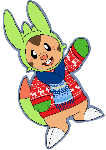 2013 aliasing alpha_channel ambiguous_gender anthro big_claws blue_scarf bluekyokitty blush blush_stickers bottomless brown_body chespin chespin_blue christmas christmas_clothing christmas_sweater christmas_topwear claws clothed clothing digital_drawing_(artwork) digital_media_(artwork) fan_character featureless_crotch flat_colors freckles generation_6_pokemon gesture green_body grey_outline holidays looking_at_viewer low_res nintendo open_mouth open_smile outline pink_blush pink_nose pink_tongue pokemon pokemon_(species) red_clothing red_sweater red_topwear scarf sebdoggo semi-anthro simple_background smile solo sweater tail tongue topwear transparent_background waving waving_at_viewer white_claws