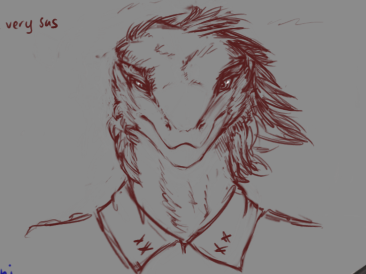alien anthro clothed clothing da'kar english_text front_facing fur furred_reptilian hair headshot_portrait looking_at_viewer male monochrome operation_snow_eagle portrait reptile scalie simple_background sketch snout solo text vastlam