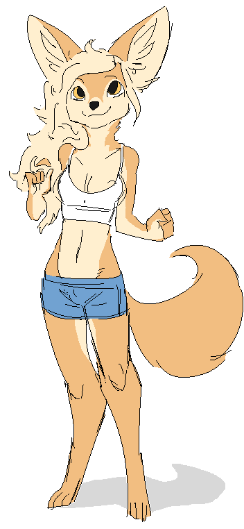 5_fingers alpha_channel anthro biped breasts canid canine clothed clothing countershade_arms countershade_face countershade_neck countershade_torso countershading female fennec fingers fox hair inner_ear_fluff jam_(artist) mammal simple_background smile solo tail transparent_background tuft