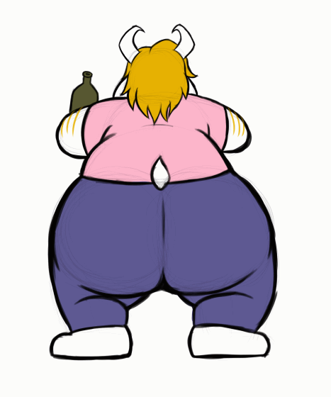 animated anthro asgore_dreemurr beer_bottle big_butt bottle bovid butt caprine container diggydog goat huge_butt male mammal overweight overweight_male rear_view shaking_butt solo tail undertale_(series) wide_hips