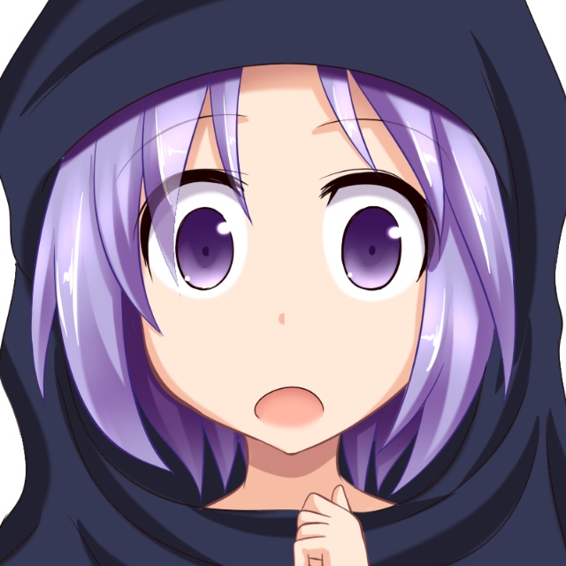1girl :o commentary_request gin'you_haru hood kumoi_ichirin looking_at_viewer open_mouth portrait profile_picture purple_eyes purple_hair short_hair simple_background solo touhou upper_body white_background