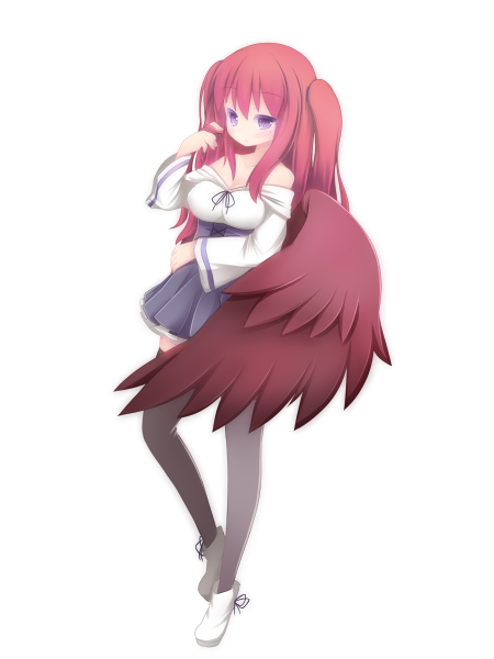 bad_id bad_pixiv_id copyright_request long_hair nightmare_cat purple_eyes red_hair solo thighhighs wings
