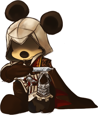 alpha_channel altair anthro armor assasin assassin assassin's_creed assassins_creed blade boots cape cici-chi clothed clothing cowl crossover disney ezio_auditore low_res male mammal mickey_mouse mouse plain_background rodent solo transparent_background video_games weapon
