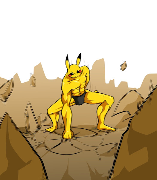 male male_focus manly muscle no_humans pikachu pokemon what