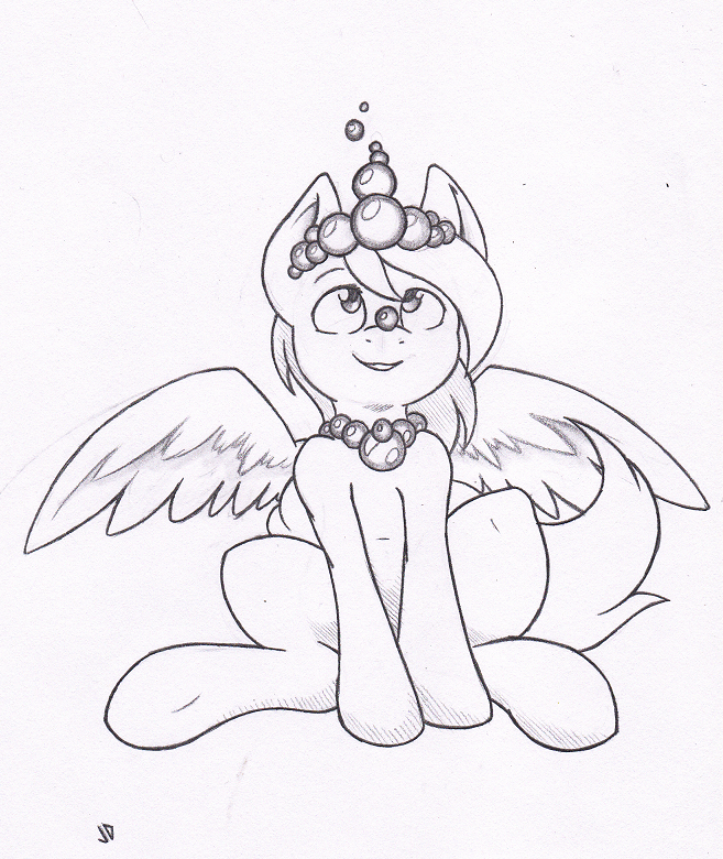 black_and_white bubble bubbles crown derpy_hooves_(mlp) equine female feral friendship_is_magic horse joey-darkmeat mammal monochrome my_little_pony necklace pegasus pony sitting solo wings