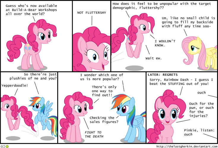 blue_eyes comic cutie_mark dialog english_text equine female feral fluttershy_(mlp) friendship_is_magic fur hair horse mammal multi-colored_hair my_little_pony pegasus pink pink_body pink_hair pink_skin pinkie_pie_(mlp) plain_background pony purple_eyes rainbow_dash_(mlp) rainbow_hair text thelastgherkin white_background wings yellow yellow_body yellow_fur yellow_skin