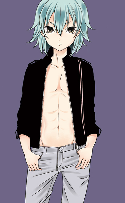 abs aisakaoto green_hair inazuma_eleven_(series) inazuma_eleven_go kariya_masaki looking_at_viewer male_focus navel open_clothes simple_background solo standing yellow_eyes