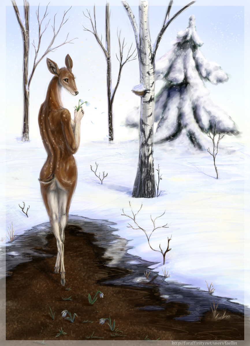deer faellin female hooves mammal nude solo