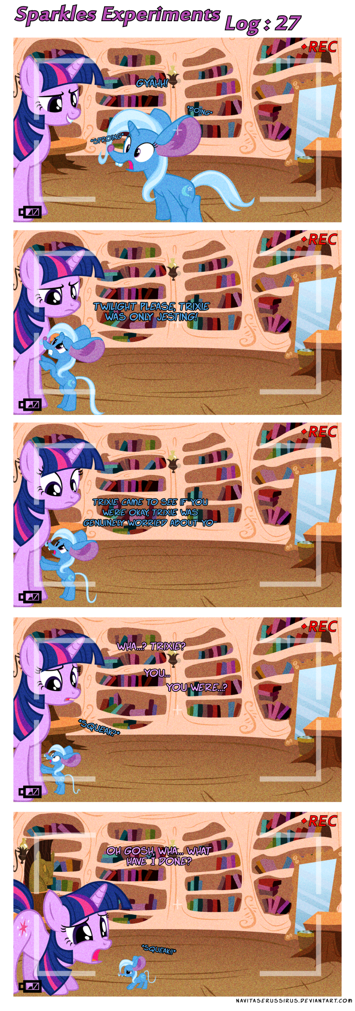 comic equine female feral friendship_is_magic horn horse mammal mouse my_little_pony navitaserussirus pony rodent sad transformation trixie_(mlp) twilight_sparkle_(mlp) unicorn