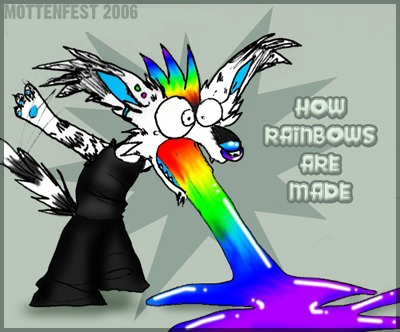 hair mammal mottenfest multi-colored_hair parody piercing rainbow rainbow_hair solo sysko technicolor_yawn urban-coyote vomit
