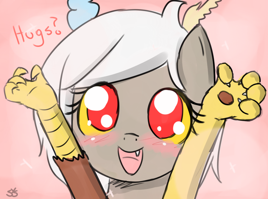 ? blush crossgender cute discord_(mlp) draconequus female friendship_is_magic hair my_little_pony navel open_mouth red_eyes solo speccysy white_hair