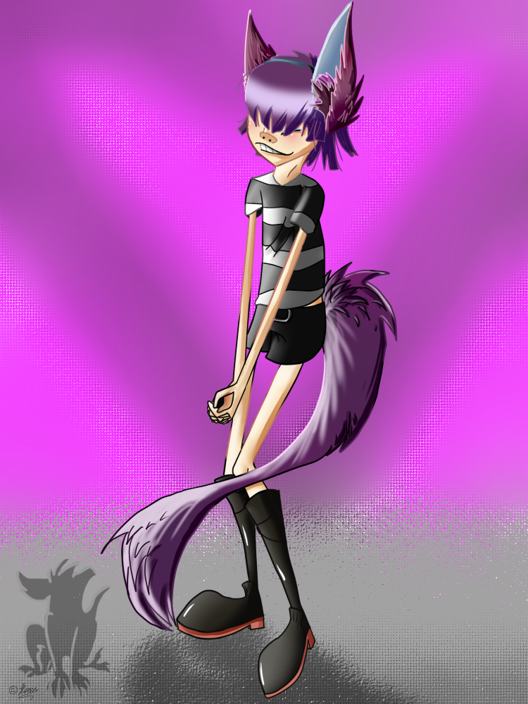 cat_ears catgirl clothed clothing cute female gorillaz kimigryphon noodle smile solo