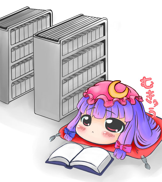 blush book library mukyuu no_humans patchouli_knowledge purple_hair solo tenmus touhou translated voile yukkuri_shiteitte_ne