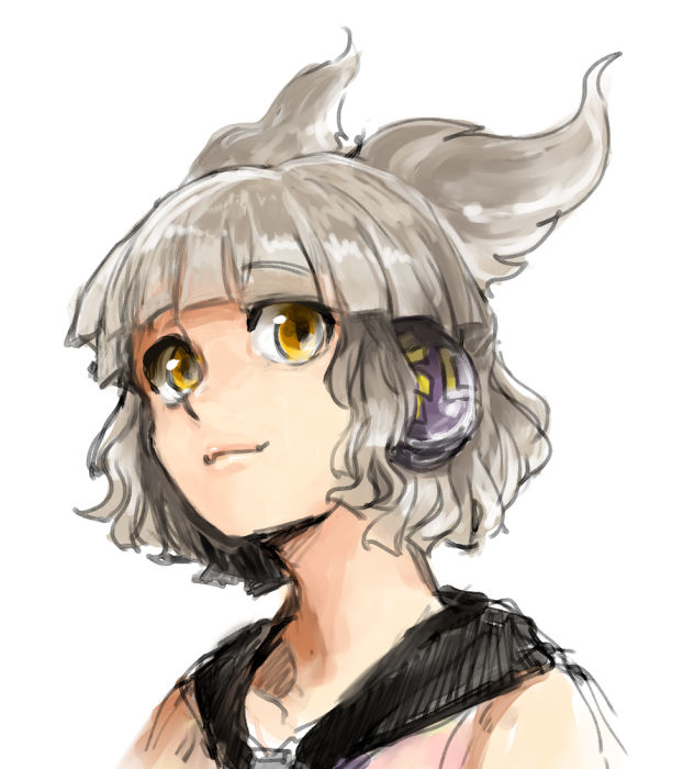 closed_mouth face grey_hair kitayuki_kajika short_hair smile solo touhou toyosatomimi_no_miko yellow_eyes