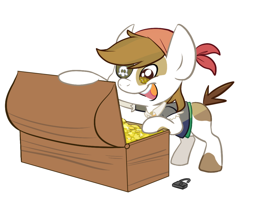 alpha_channel bandanna briskby brown_eyes brown_hair costume cub equine eye_patch eyewear feral friendship_is_magic gold hair horse male mammal my_little_pony open_mouth pipsqueak_(mlp) plain_background pony solo transparent_background treasure young