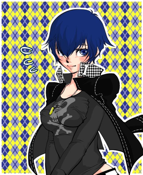 atlus blue_hair breasts cosplay persona persona_4 shin_megami_tensei shirogane_naoto short_hair tatsumi_kanji_(cosplay)