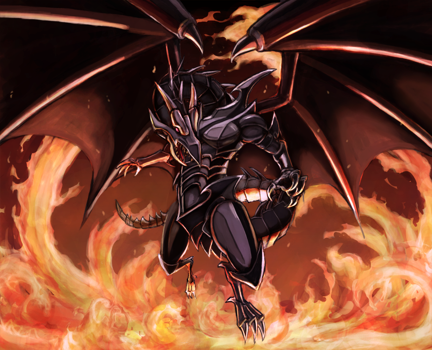 dragon duel_monster epic monster no_humans red_eyes red_eyes_black_dragon wings yu-gi-oh!